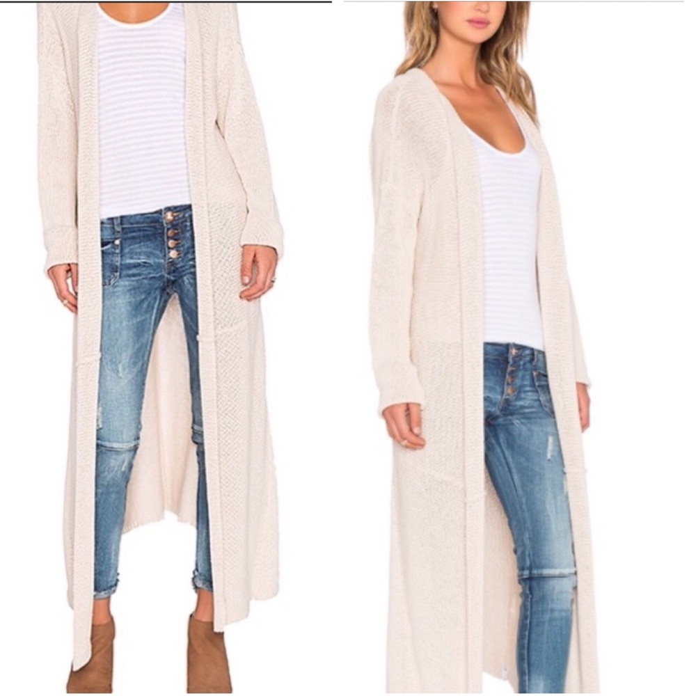 SOLD Cream Silk Long Duster Sweater